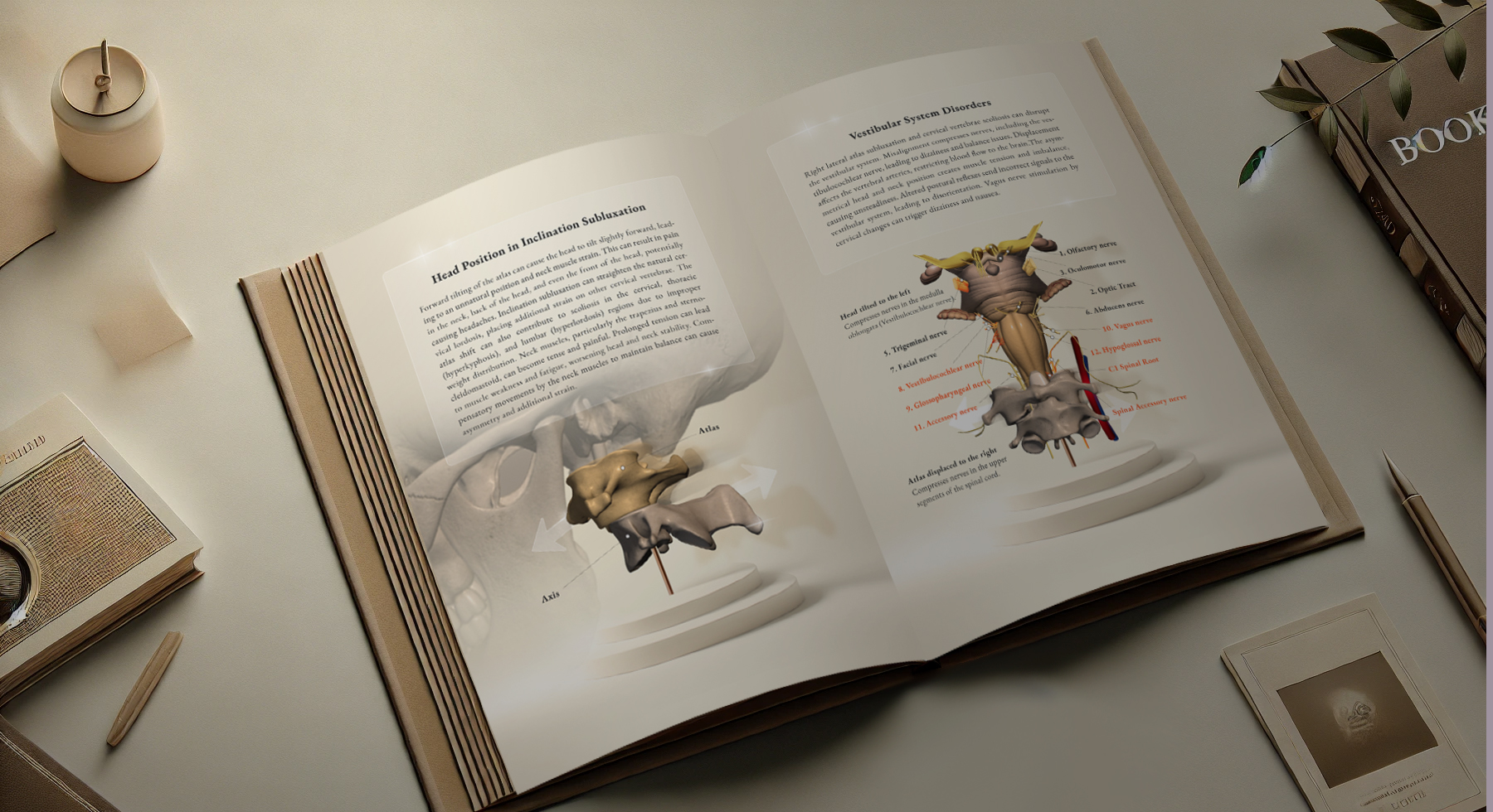 Anatomy of the atlas and axis vertebrae and their surrounding structures, illustrating diagnostic and therapeutic insights.