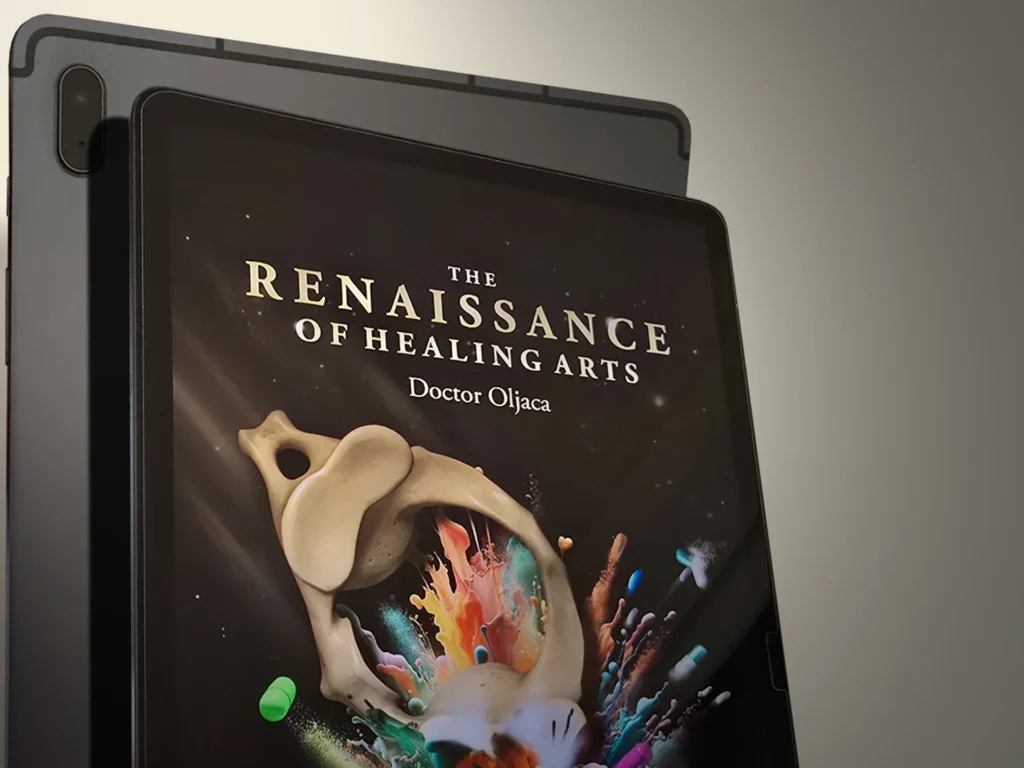 The Renaissance of Healing Art – book cover displayed on tablet screen